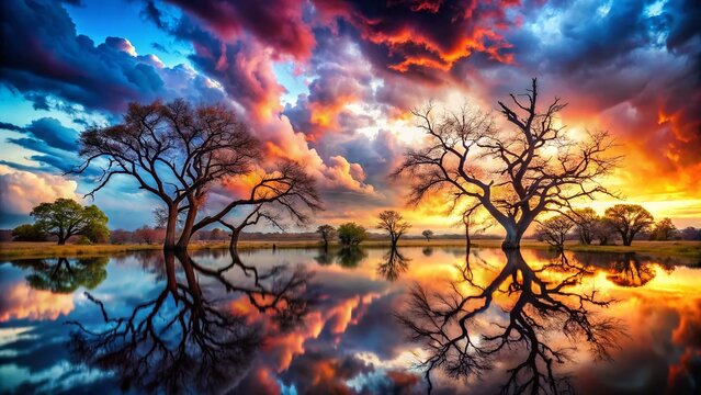 Distorted Landscape Reflecting Internal Turmoil: A Metaphor for Headache and Mental Distress
