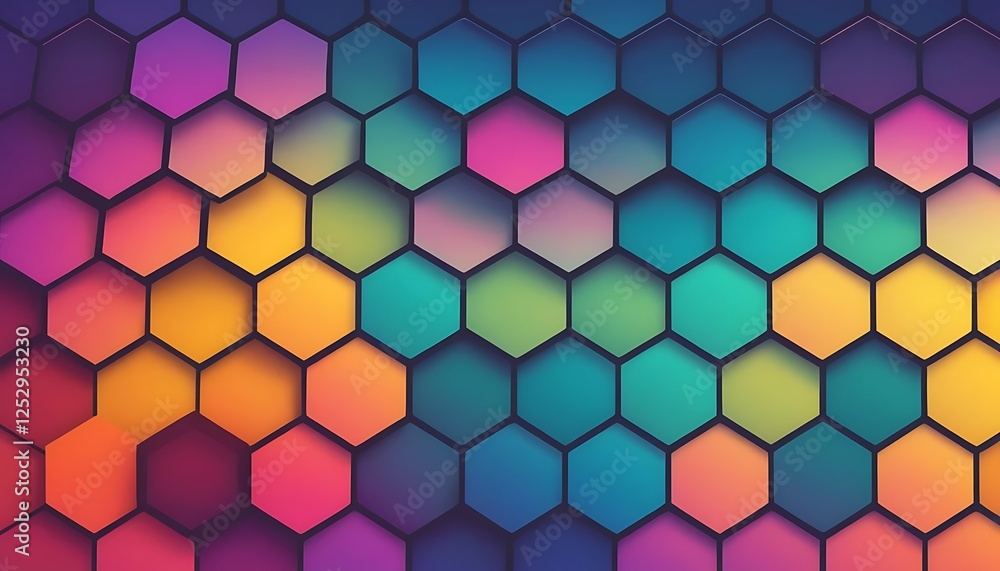 Poster colorful hexagon pattern background with abstract gradient and geometric design