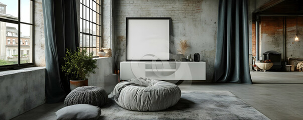 Loft apartment living room mockup