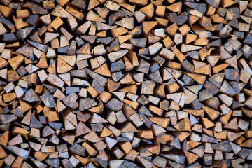 Wooden firewood background with texture