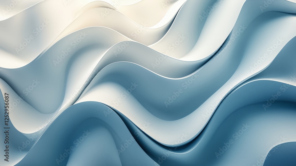 Poster soft waves of blue and white abstract texture in fluid form