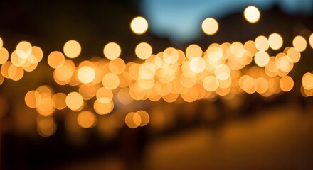  Soft golden bokeh lights in a dreamy evening setting, AI Generated