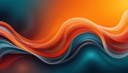 Abstract Wavy Lines Background in Orange and Teal for Creative Design