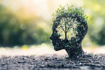 Small tree growing from the ground symbolizing resilience and mental health awareness