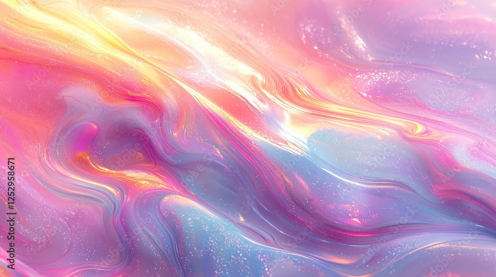 Poster abstract colorful fluid background with soft pastel hues and sparkles