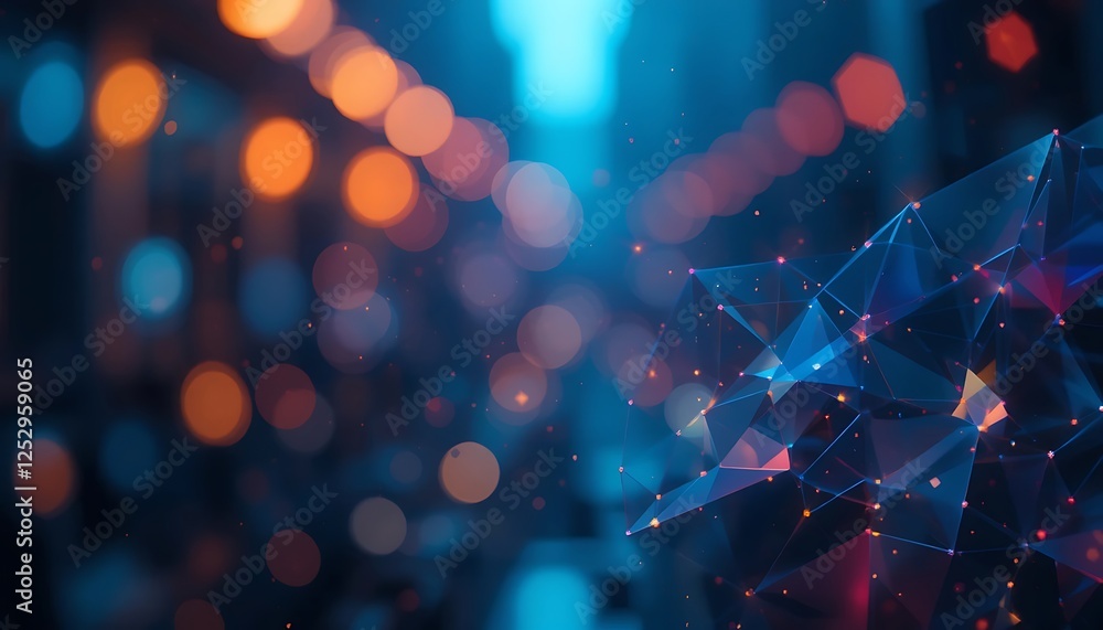 Poster abstract network connection with bokeh light effect for modern technology