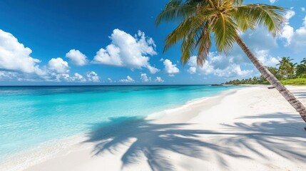 Tropical Paradise: Idyllic Beach Scene with Palm Tree