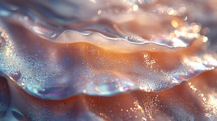 Obraz premium Abstract Close-Up of Fluid Waves with Shimmering Light Reflections