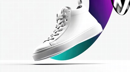 A minimalist sneaker mockup with a clean, high-contrast background, designed for fashion branding and e-commerce displays.