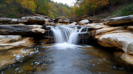 Fototapeta premium a waterfall in a rocky landscape