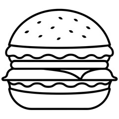 Stylized Burger Outline Vector Illustration