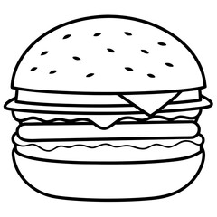 Stylized Burger Outline Vector Illustration