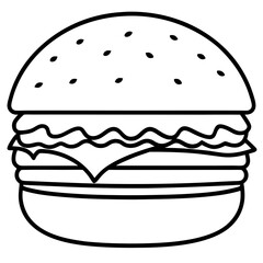 Stylized Burger Outline Vector Illustration