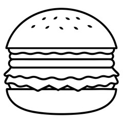Stylized Burger Outline Vector Illustration