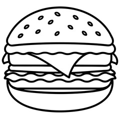 Stylized Burger Outline Vector Illustration