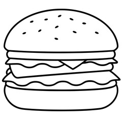Stylized Burger Outline Vector Illustration