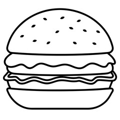 Stylized Burger Outline Vector Illustration