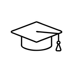 Graduation cap icon in a black outline, modern design, symbolizes achievement.