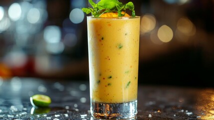 Refreshing Tropical Fruit Cocktail with Mint and Zesty Citrus Garnish