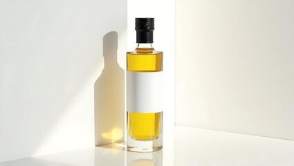 Elegant glass bottle with golden liquid - simplicity and sophistication - product showcase
