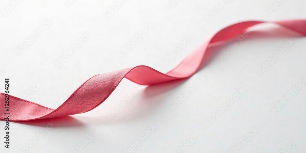 Poster a gentle curve of pink satin ribbon on a smooth surface, elegant and refined textile detail shot
