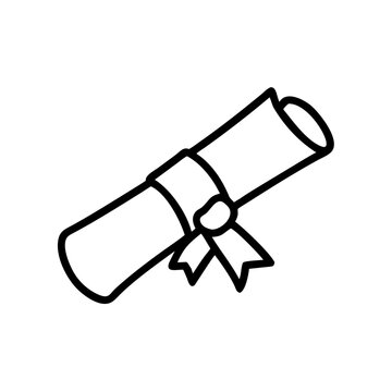 rolled diploma tied ribbon black outline clip art preview