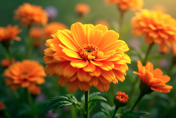 Fototapeta premium Generated image, orange gerbera