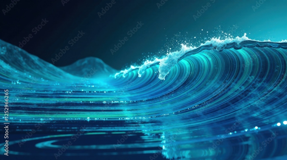 Poster abstract teal ocean wave a stunning visualization of water's dynamic energy and flowing grace