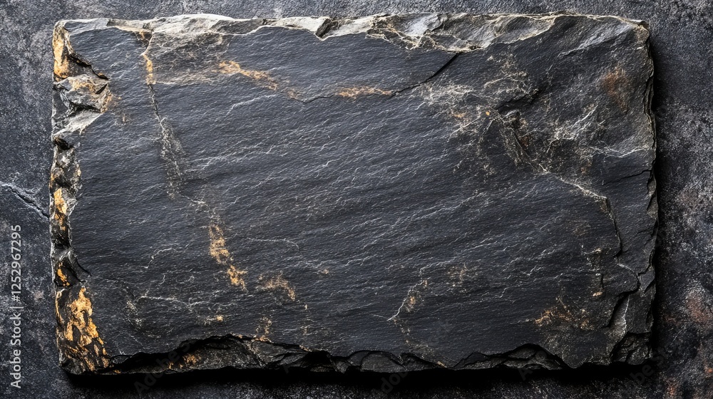 Poster elegant slate stone positioned on a dark background showcasing the natural texture and unique color 