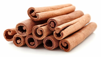 Cinnamon sticks, spice, food, cooking, white background