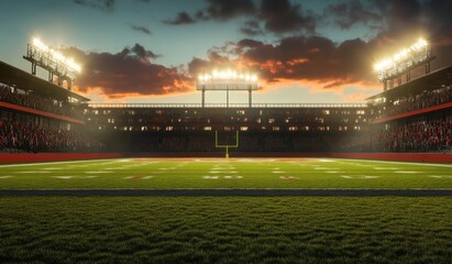 Empty American Football Stadium at Sunset