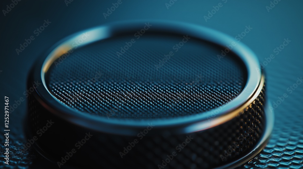 Poster close-up of metallic surface with intricate pattern detail