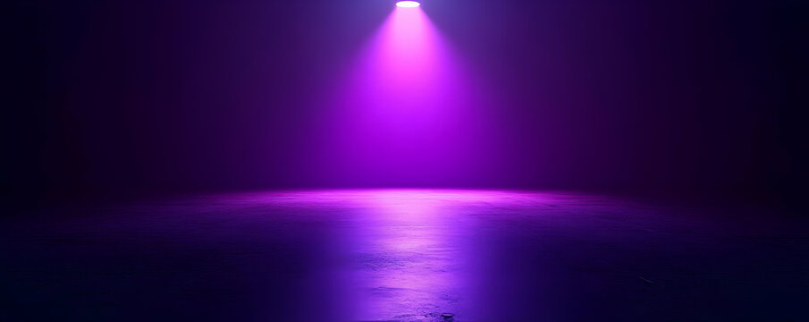 Purple spotlight stage, dark background. Event backdrop