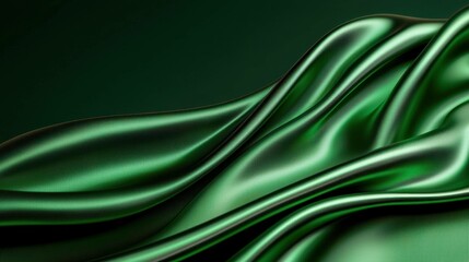 Obraz premium Elegant flowing green silk fabric background.