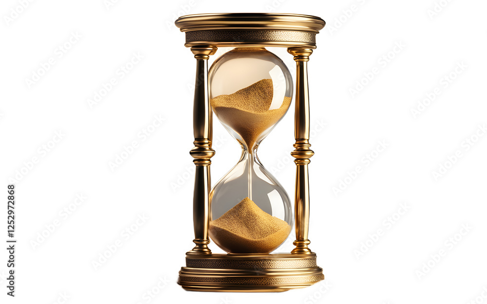 Aufkleber a decorative hourglass with gold sand on a empty plain background
