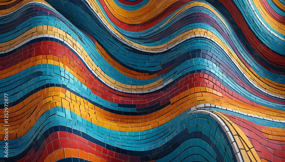Aufkleber abstract wave pattern with colorful tiles background texture design