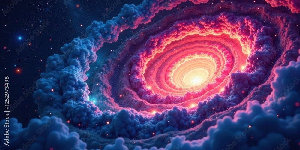 Aufkleber Cosmic Nebula A swirling vortex of vibrant nebula clouds and celestial dust, illuminated by an inner radiant core, creating a breathtaking display of ethereal beauty in the vast expanse of space.