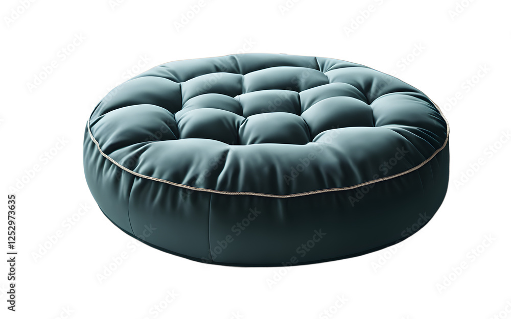 Poster A designer floor cushion in a solid color with a plush texture on a empty plain background