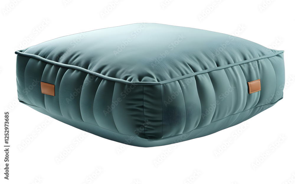 Poster A designer floor cushion in a solid color with a plush texture on a empty plain background