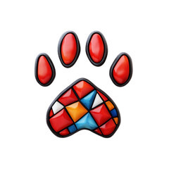 Fototapeta premium Colorful Mosaic Paw Print Artistic Animal Footprint Design