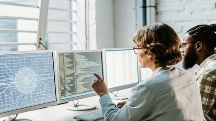 Innovative software engineers collaborating in a futuristic tech hub a visual guide to enhanced teamwork in a digital workspace