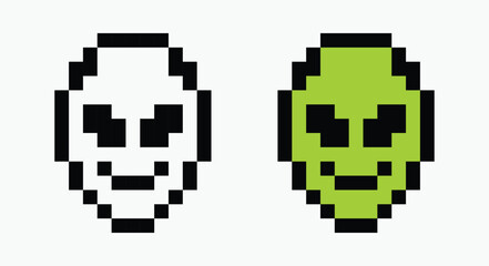 set alien pixel art icon vector illustration.