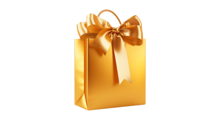 Golden gift box  Isolated on Transparent Background