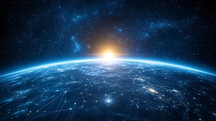 Obraz premium Digital Earth with Glowing Network Connections