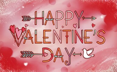 Happy Valentines Day typography vector illustration. Romantic Template design for celebrating valentine's Day on 14 February. Wallpaper, flyer, poster, sticker, banner, card.