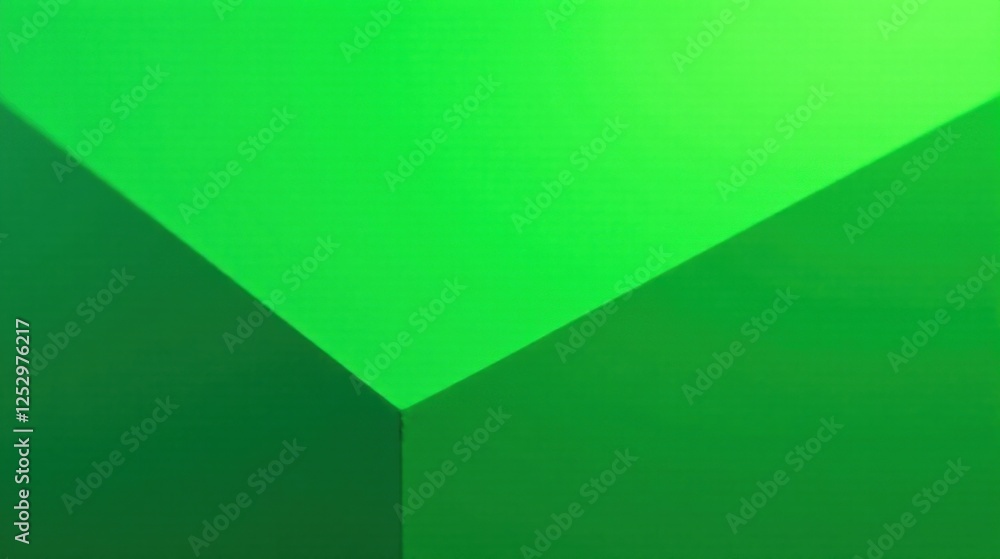 Poster abstract green geometric composition vibrant hues and shadow play in a minimalist design