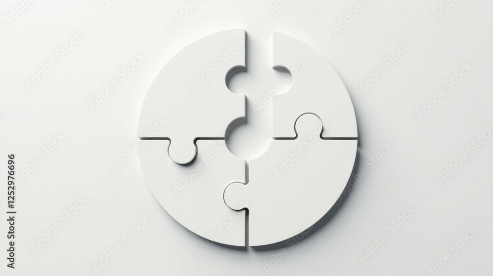 Poster circular puzzle pieces representing teamwork and collaboration for a successful project