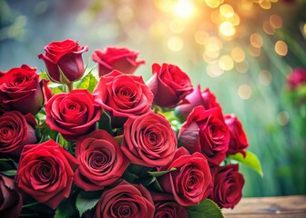 Obraz premium Elegant Roses Bouquet with Copy Space: Beautiful Floral Arrangement for Wedding, Anniversary, or Mother's Day