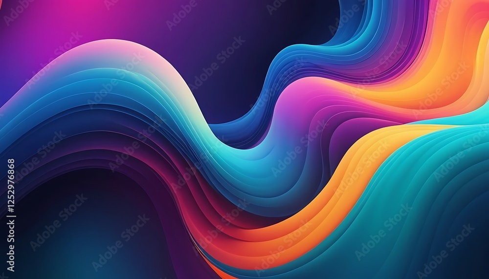 Poster abstract colorful wavy gradient background with smooth flowing lines