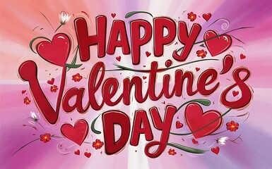 Happy Valentines Day typography vector illustration. Romantic Template design for celebrating valentine's Day on 14 February. Wallpaper, flyer, poster, sticker, banner, card.